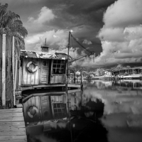 Buy canvas prints of The Water House BW by Robert Pettitt