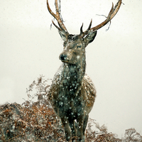 Buy canvas prints of  Stag In Snow by Macrae Images