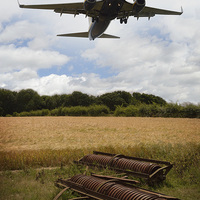 Buy canvas prints of  Plane Over Cornfield by Adrian Wilkins