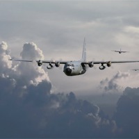 Buy canvas prints of C130 Hercules - In Trail by Pat Speirs