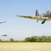 Buy canvas prints of  Spitfires - Red Section Airborne by Pat Speirs