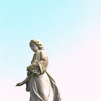 Buy canvas prints of Young girl on gravestone by Charlotte Anderson