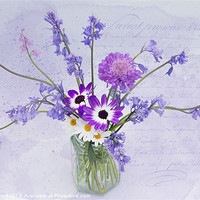 Buy canvas prints of Spring Flowers in a Jam Jar by Ann Garrett