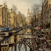 Buy canvas prints of Bicycles and Zuiderkerk Amsterdam by Ann Garrett