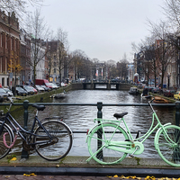 Buy canvas prints of Green Transport in Amsterdam by Ann Garrett