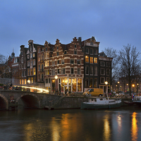 Buy canvas prints of Amsterdam Corner Cafe by Ann Garrett