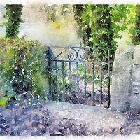 Buy canvas prints of Small Gate in Ashford in the Water by Ann Garrett