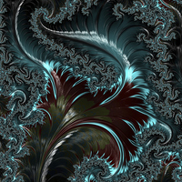 Buy canvas prints of Turquoise on Black Fractal by Ann Garrett
