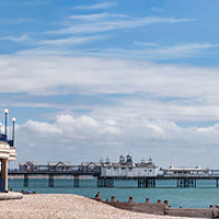 Buy canvas prints of The Pier and Bandstand Eastbourne by Ann Garrett