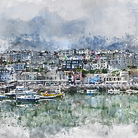 Buy canvas prints of Brixham Harbour - Panoramic by Ann Garrett
