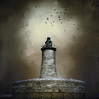 Buy canvas prints of Stormy Lighthouse Valletta Malta by Ann Garrett