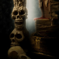 Buy canvas prints of Skulls and Old Books by Ann Garrett