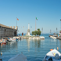 Buy canvas prints of Lazise Harbour Lake Garda Italy by Ann Garrett
