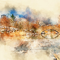 Buy canvas prints of Gapstow Bridge Central Park New York by Ann Garrett