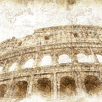 Buy canvas prints of The Colosseum Rome - Digital Art by Ann Garrett