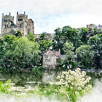 Buy canvas prints of Durham Cathedral Digital Watercolour by Ann Garrett