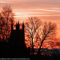 Buy canvas prints of CHURCH SILHOUETTE SUNSET by David Atkinson