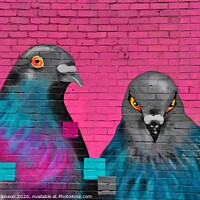 Buy canvas prints of Pigeon gaffiti  by David Atkinson