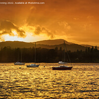 Buy canvas prints of Sunset over lake windermere by Mark Bunning
