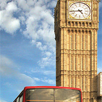 Buy canvas prints of London bus infront of bigben by Mark Bunning