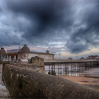 Buy canvas prints of A storm brewing over Cromer Pier by Mark Bunning