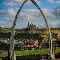 Buy canvas prints of Whitby whale bone arch and abbey by Mark Bunning