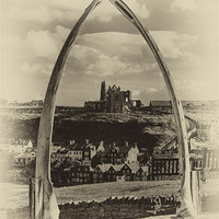 Buy canvas prints of Whitby whale bone arch and abbey by Mark Bunning