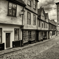 Buy canvas prints of Elm Hill Norwich in sepia by Mark Bunning