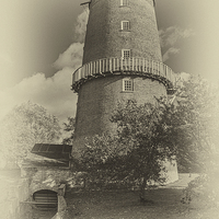 Buy canvas prints of Portrait of Little Cressingham Water mill in Sepia by Mark Bunning