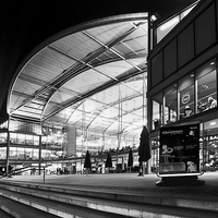 Buy canvas prints of Christmas at the forum in monocrome by Mark Bunning