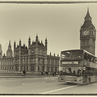 Buy canvas prints of The old and new. in sepia by Mark Bunning