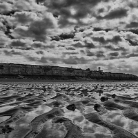 Buy canvas prints of Hunstanton Cliffs in Black and White by Mark Bunning