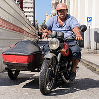 Buy canvas prints of Cuban biker by Mark Bunning