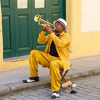 Buy canvas prints of Cuban Trumpeter in Havana by Mark Bunning