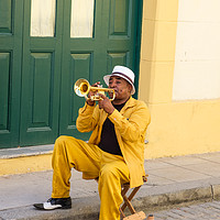 Buy canvas prints of Havana trumpeter cuba by Mark Bunning