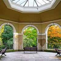 Buy canvas prints of Through The Arches (Solarium), Valley Gardens, Har by Paul M Baxter