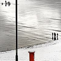 Buy canvas prints of  Whitby Pillar Box in the Snow by Paul M Baxter