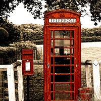 Buy canvas prints of Traditional Red Telephone Box near Malton by Paul M Baxter