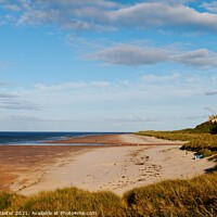 Buy canvas prints of Bamburgh Castle by the Deserted Beach by Paul M Baxter