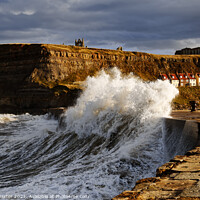 Buy canvas prints of The Whitby East Pier Harbour Wall Waves by Paul M Baxter