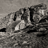 Buy canvas prints of Almscliffe Crag (black and white) by Paul M Baxter