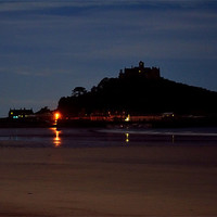 Buy canvas prints of St Micheal's Mount at night by Jon Short