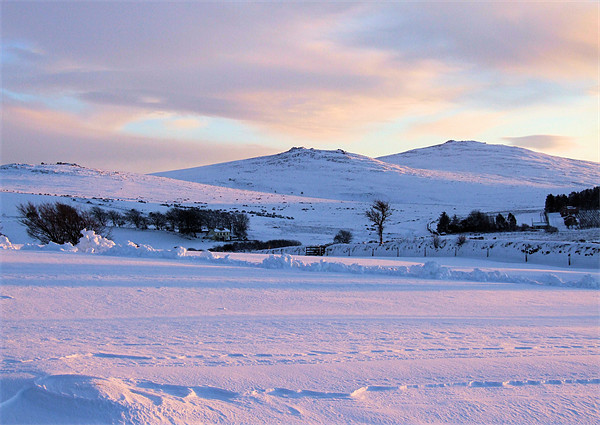 Dartmoor Snowy Sunset Picture Board by Jon Short