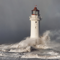 Buy canvas prints of Lighthouse in a storm by Rick Lindley