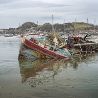 Buy canvas prints of  The old Wreck Conwy by Rick Lindley