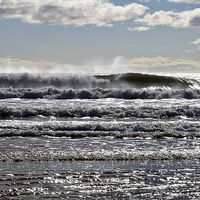 Buy canvas prints of Majestic waves crashing on the Aberdeen coast by LIZ Alderdice