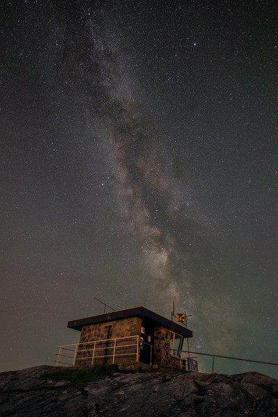 Milky Way over Rhoscolyn NCI station. Picture Board by Natures' Canvas: Wall Art  & Prints by Andy Astbury