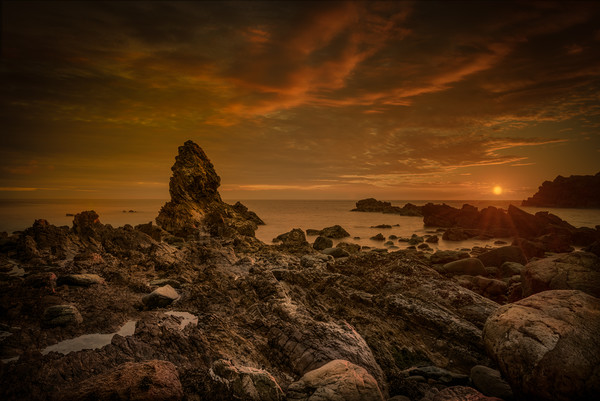 Porth Saint Beach at Sunset. Picture Board by Natures' Canvas: Wall Art  & Prints by Andy Astbury