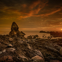 Buy canvas prints of Porth Saint Beach at Sunset. by Natures' Canvas: Wall Art  & Prints by Andy Astbury