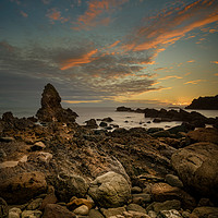 Buy canvas prints of Porth Saint Beach at Dusk. by Natures' Canvas: Wall Art  & Prints by Andy Astbury